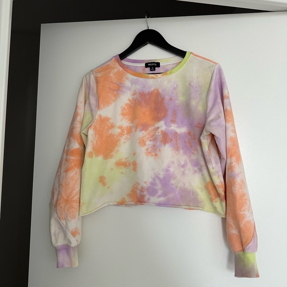 Wildfox Tiedye Cropped Sweatshirt - Picture 3 of 4